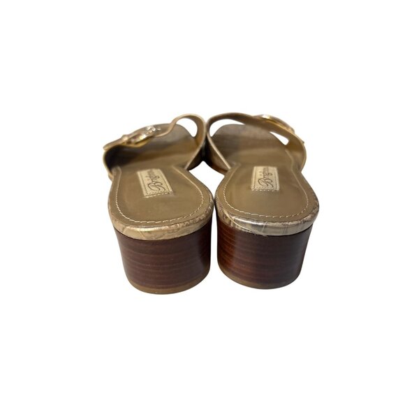 Brighton Lyric 8.5M Croc-Embossed Leather Slide Sandals With Silver Buckle Accen - Picture 4 of 7